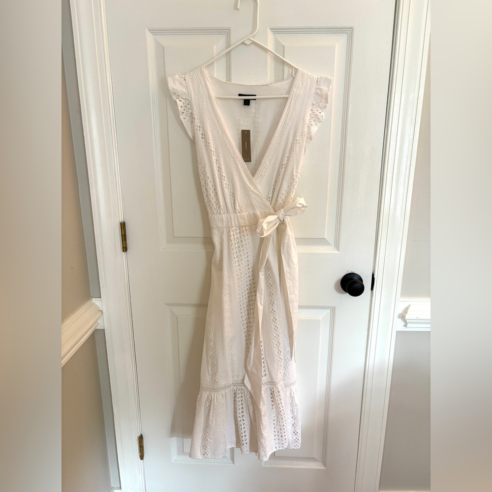 J Crew Maxi White Eyelet Wrap Dress